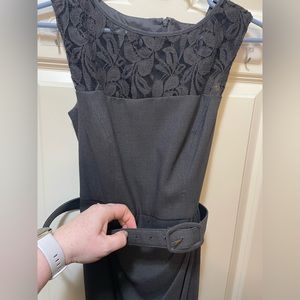 Jones Wear knee length grey dress with belt size 6